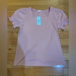 Striped Pink Puff Sleeve Top